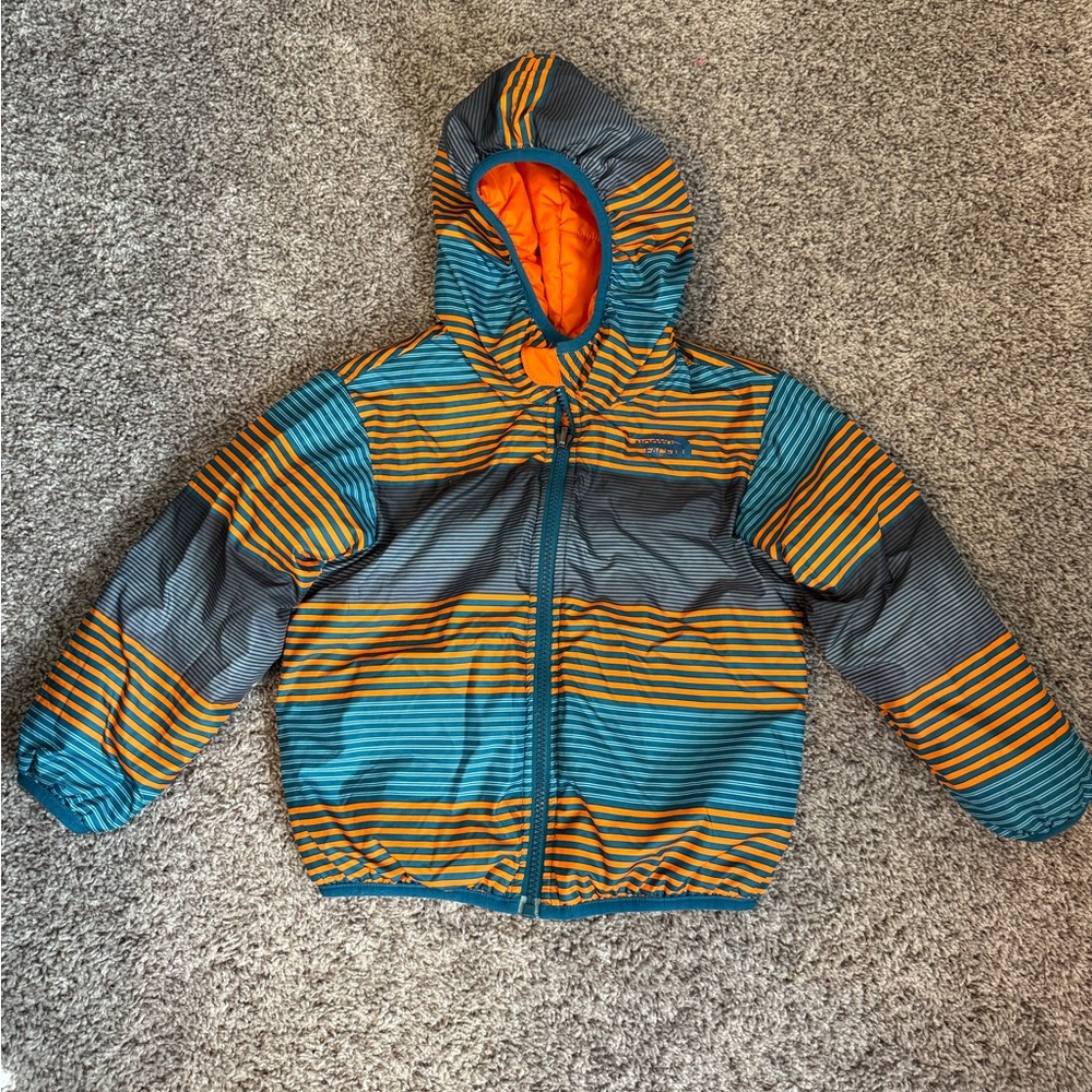 The North Face Striped Blue and Orange Kids Puffer Jacket Size 4T